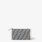 FENDI Baguette Pouch Dark blue denim-effect FF jacquard pouch - Image 4